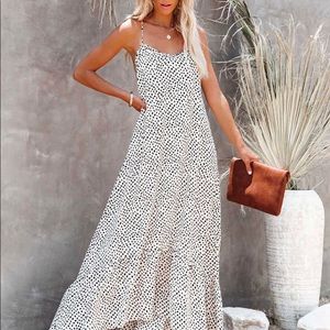 Walk On By Printed High Low Ruffle Maxi Dress